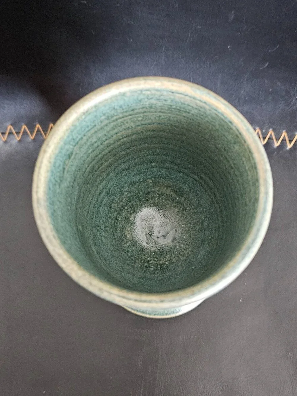 Vintage Kokopelli Studio Pottery Wine Goblet Signed Moki Blue Teal Glazed 2000